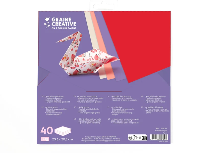 Pochette 40 Feuilles Origami - Designs Japon - Graine Créative