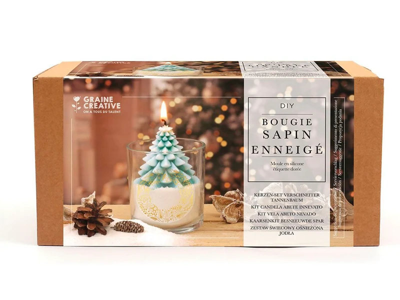 Kit DIY Bougie Sapin Noel Enneigé - Graine Créative