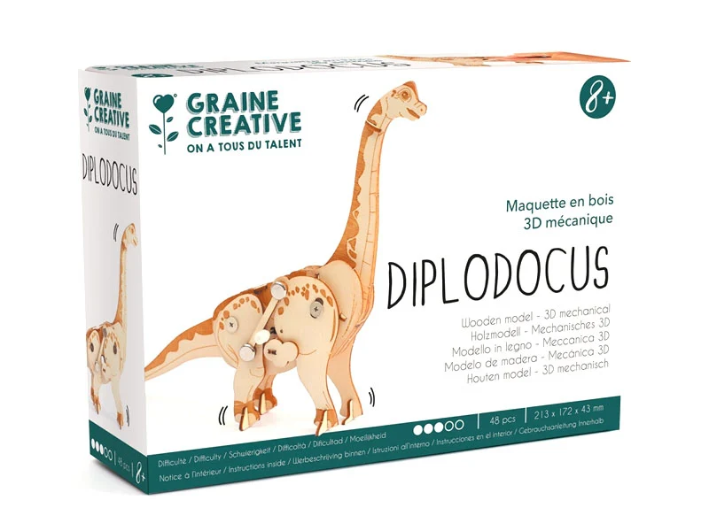 Maquette en bois 3D mécanique diplodocus