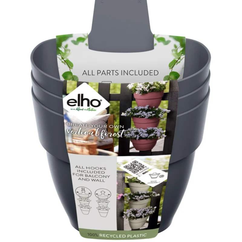 3 Pots de fleurs Vibia campana forêt Anthracite ELHO