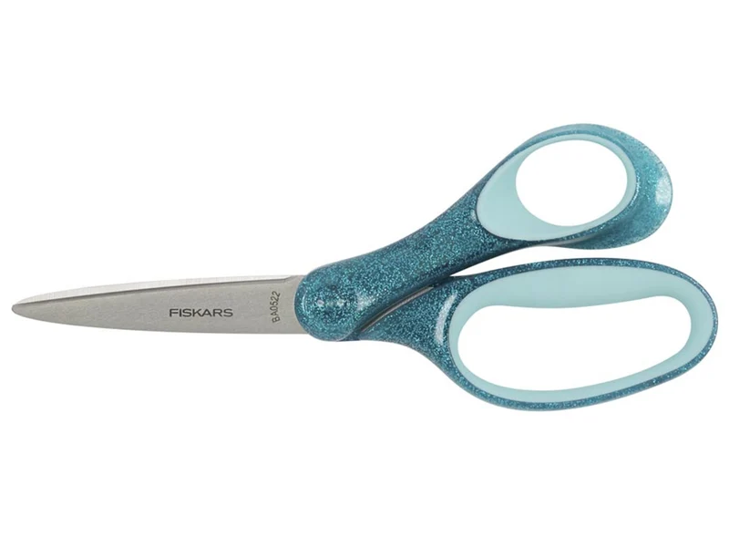 Ciseaux collège Fiskars 18 cm bleu pailleté