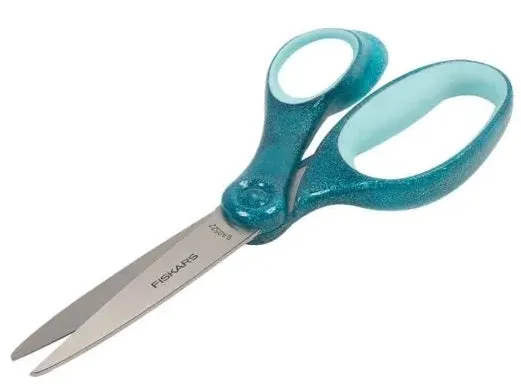 Ciseaux collège Fiskars 18 cm bleu pailleté