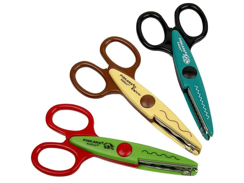 Pack 3 ciseaux cranteurs Fiskars - ondulé, cranté , timbre