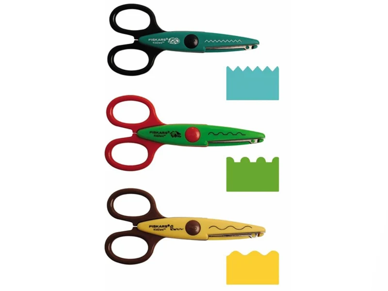 Pack 3 ciseaux cranteurs Fiskars - ondulé, cranté , timbre