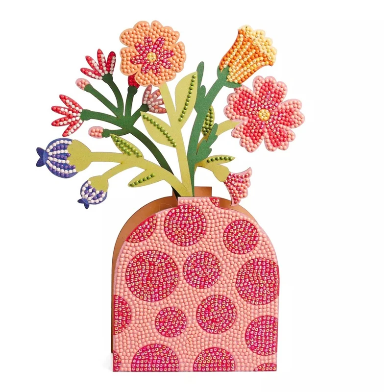 Kit Vase et Fleur rose à strasser - Graine Créative