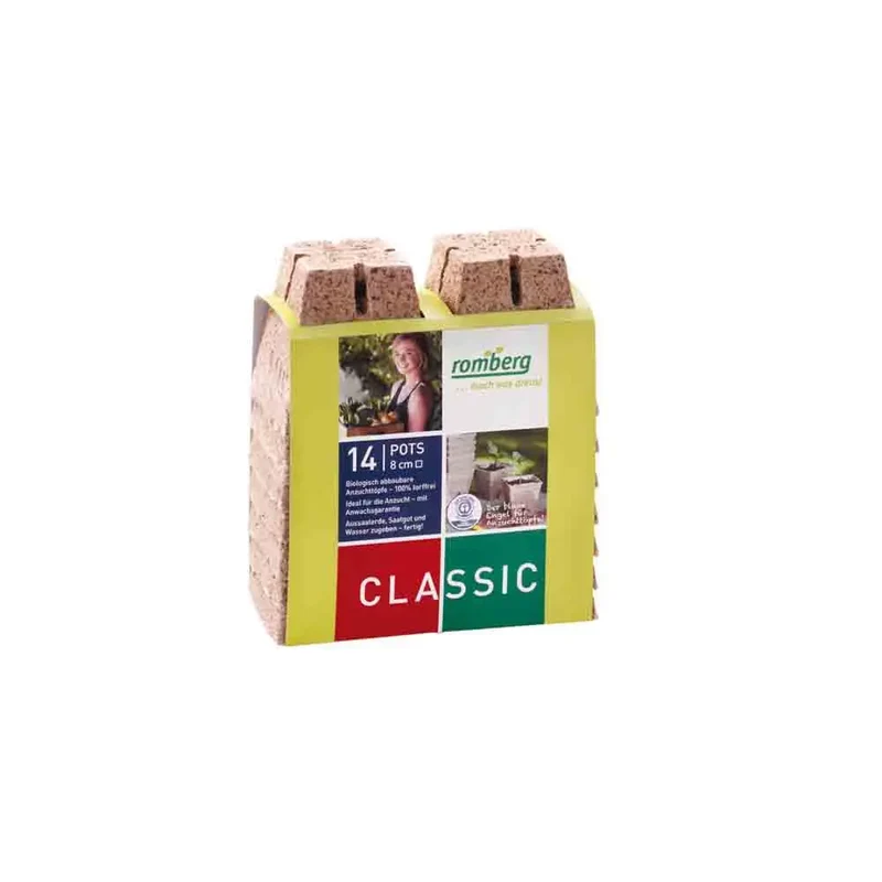 14 POTS CARRES BIODEGRADABLES EN FIBRE DE COCO 8 CM
