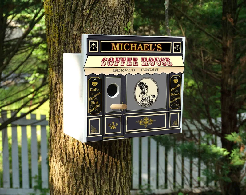 Coffee House Birdhouse - Personalized