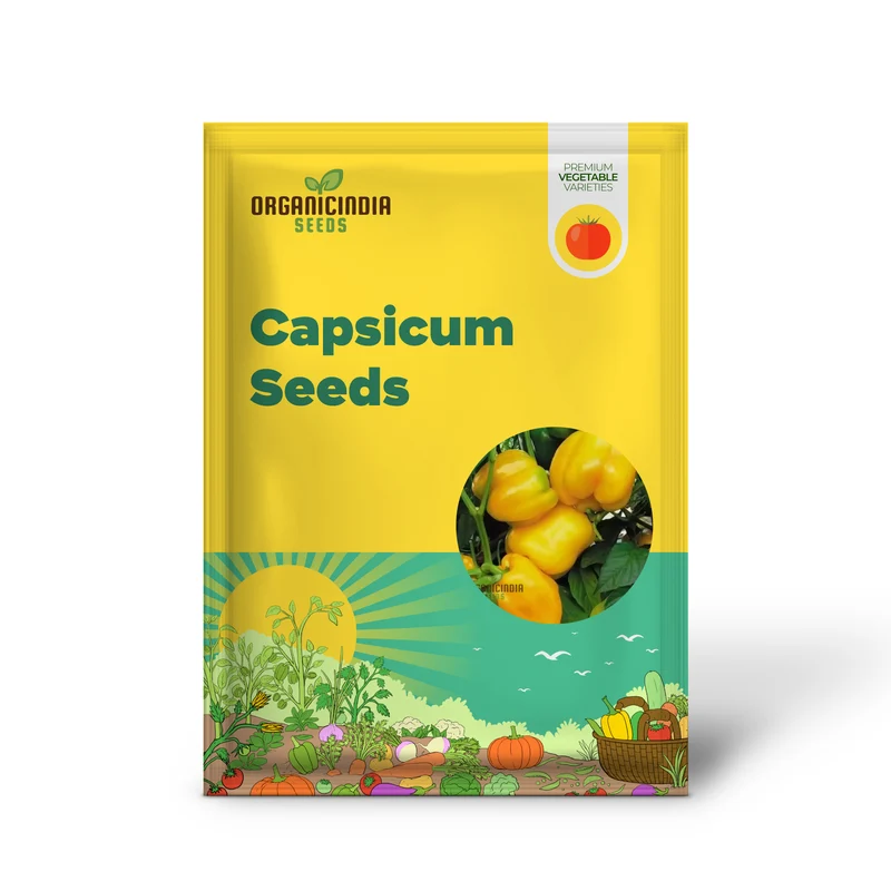 Organic Red Shimla Mirchi Seed & Yellow Capsicum Seed Pack - 50 Seeds for Gardening | Premium Quality Seeds