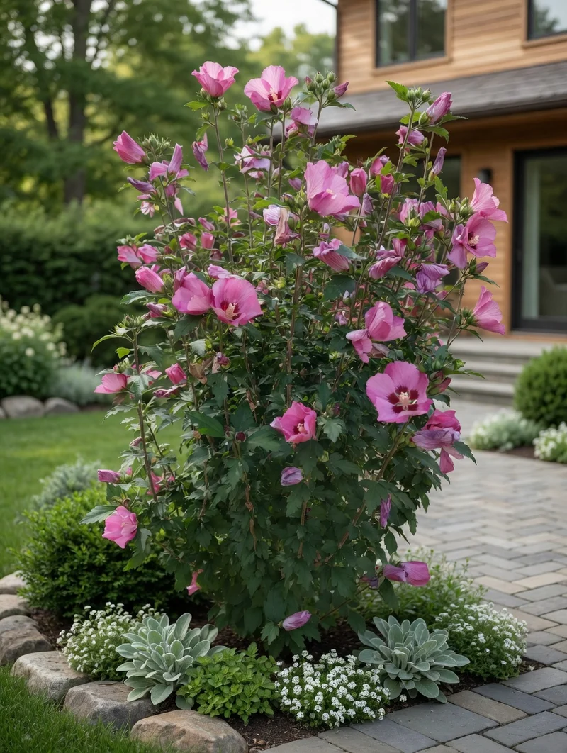 Hibiscus de Syrie ‘Pink Giant’ ( Hibiscus syriacus ‘Pink Giant’)