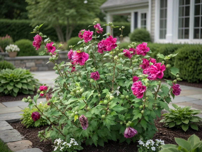Hibiscus de Syrie ‘French Cabaret Red’ ( Hibiscus syriacus ‘French Cabaret Red’)