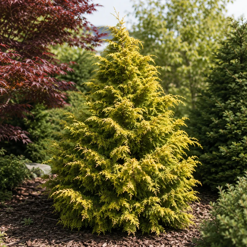 Cyprès Hinoki ‘Sunlight Lace’ ( Chamaecyparis obtusa ‘Sunlight Lace’)