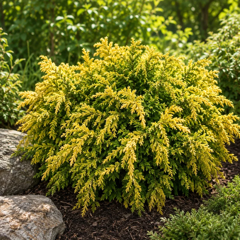 Cyprès hinoki ‘Golden Pincushion’ ( Chamaecyparis obtusa ‘Golden Pincushion’)