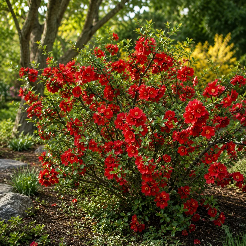 Cognassier du Japon ‘Fire Dance’ ( Chaenomeles × superba ‘Fire Dance’)