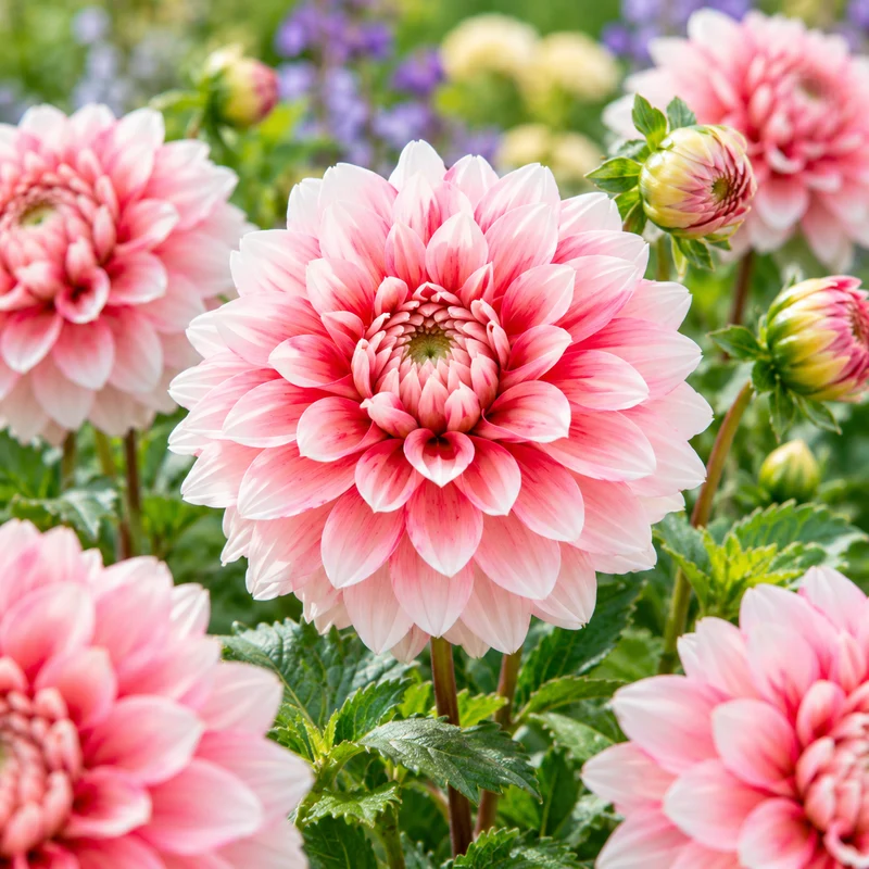 Bulbes de fleurs non-traité Dahlia décoratif Strawberry Cream calibre 1