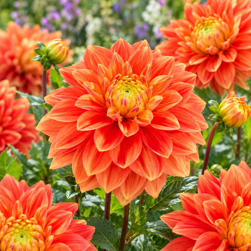 Bulbes de fleurs non-traité Dahlia décoratif Sunset Tropicana calibre 1