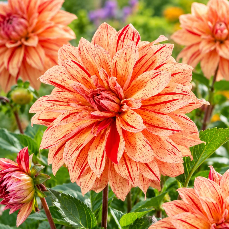 Bulbes de fleurs non-traité Dahlia décoratif mutant geel gevlamd calibre 1