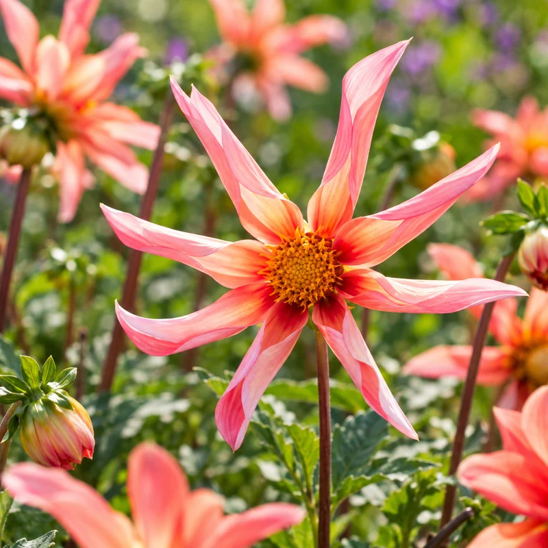 Bulbes de fleurs non-traité Dahlia à fleur d'orchidée Honka Oranje calibre 1