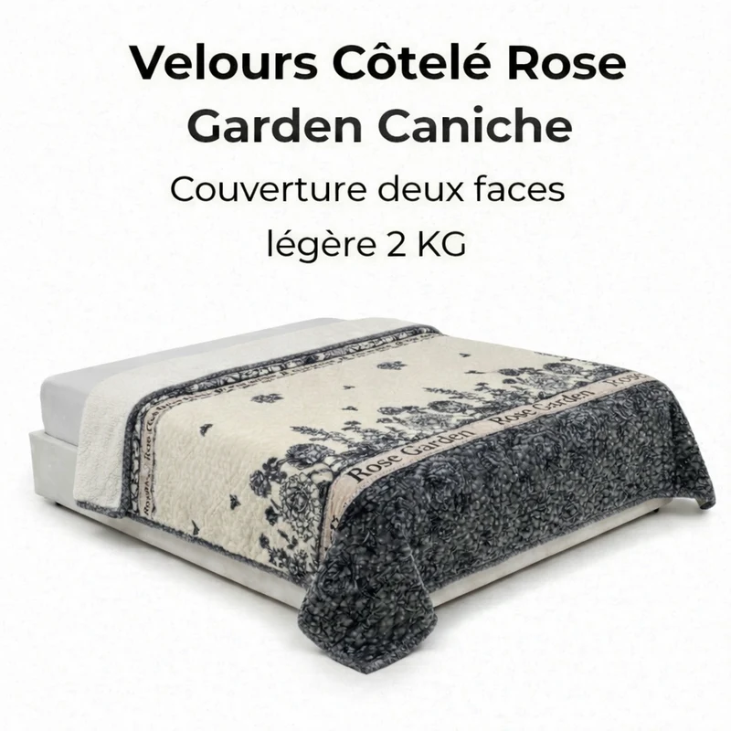 Couverture Velours Côtelé Rose Garden