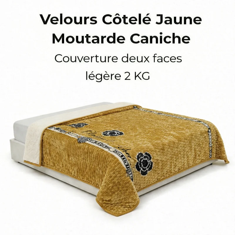 Couverture Velours Côtelé Moutarde