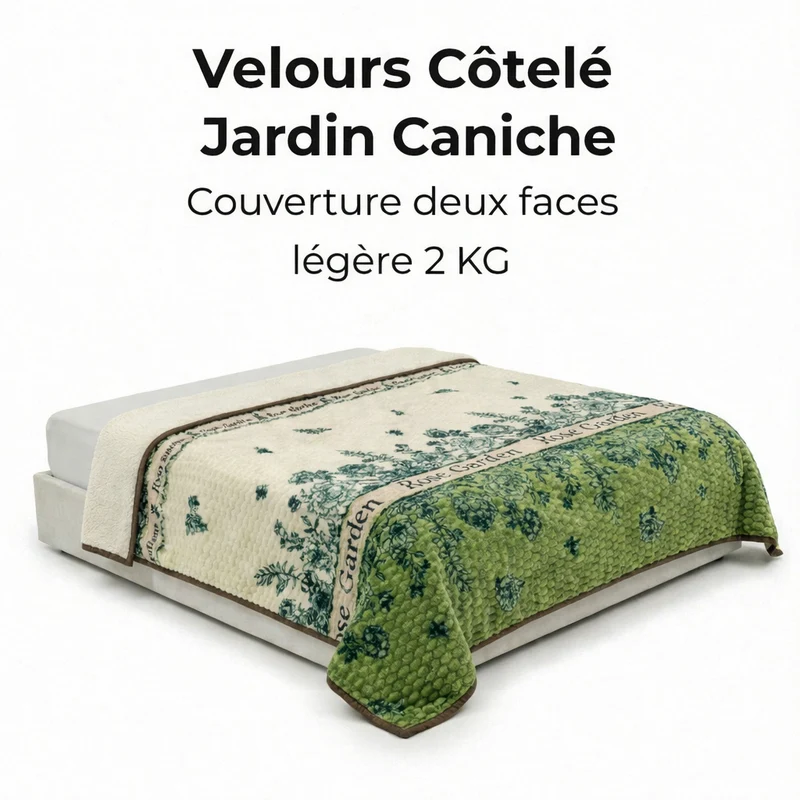 Couverture Velours Côtelé Jardin
