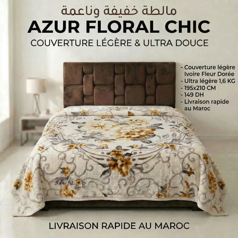 Couverture légère Ivoire Fleur Dorée