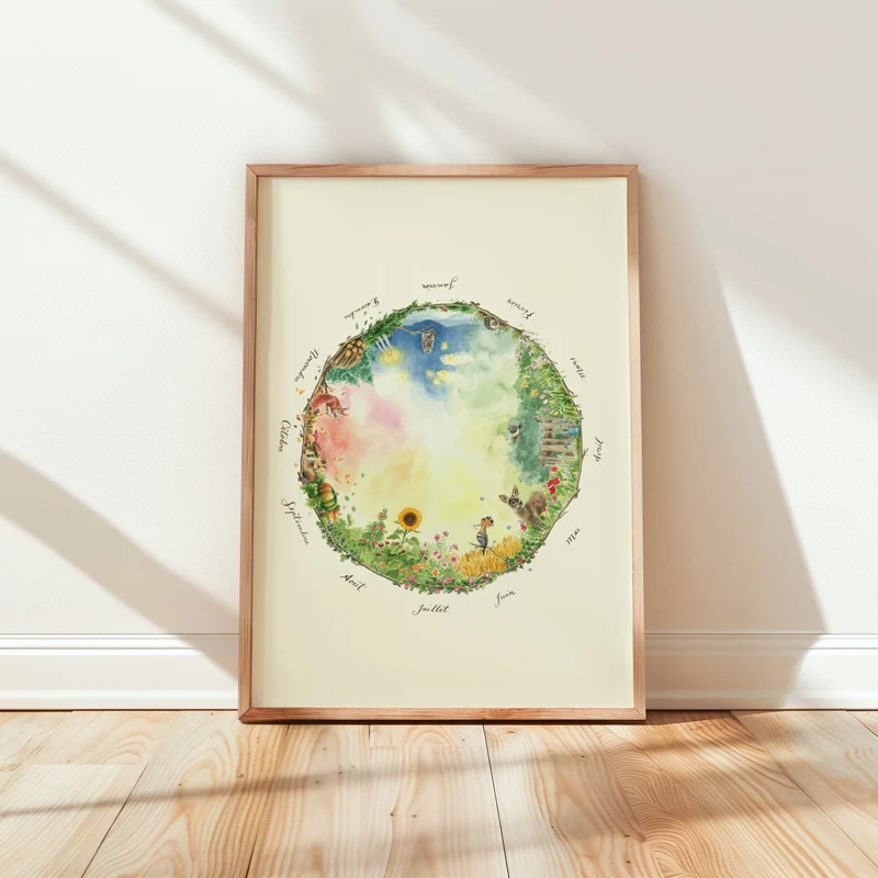 Affiche "Roue des Saisons" • Illustration aquarelle 30x40 cm