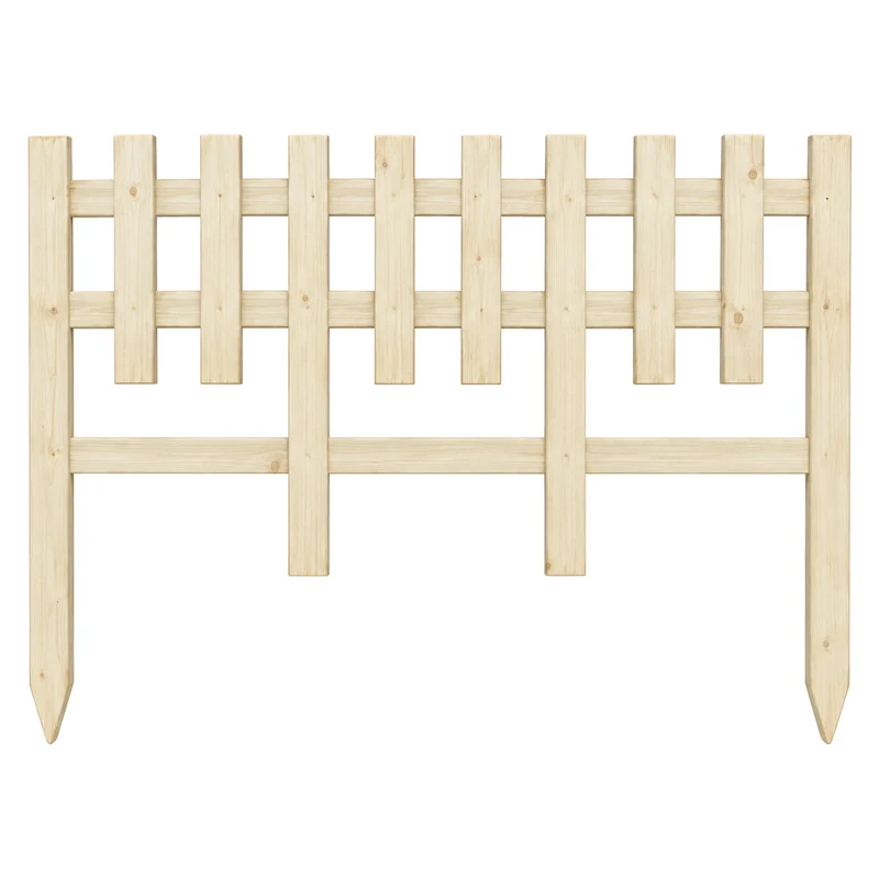 Clôture décorative robuste à sommet droit en pin naturel – 36 × 28 po