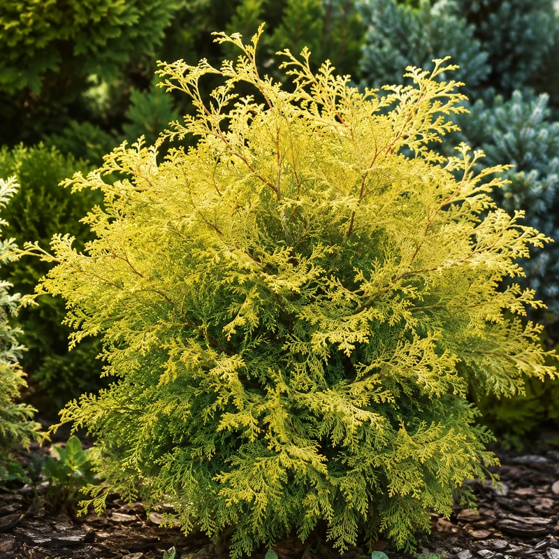 Cyprès Hinoki ‘Night Light’ ( Chamaecyparis obtusa ‘Night Light’)