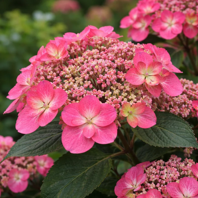 Hortensia des montagnes ‘Tuff Stuff Red’ ( Hydrangea serrata ‘Tuff Stuff Red’)