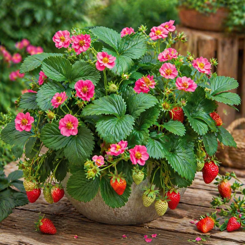 Fraisier ‘Summer Breeze Rose’ ( Fragaria × ananassa ‘Summer Breeze Rose’)