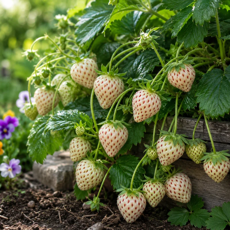 Fraisier ‘White Carolina’ ( Fragaria × ananassa ‘White Carolina’)