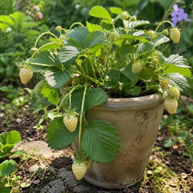 Fraisier ‘Yellow Wonder’ ( Fragaria × ananassa ‘Yellow Wonder’)