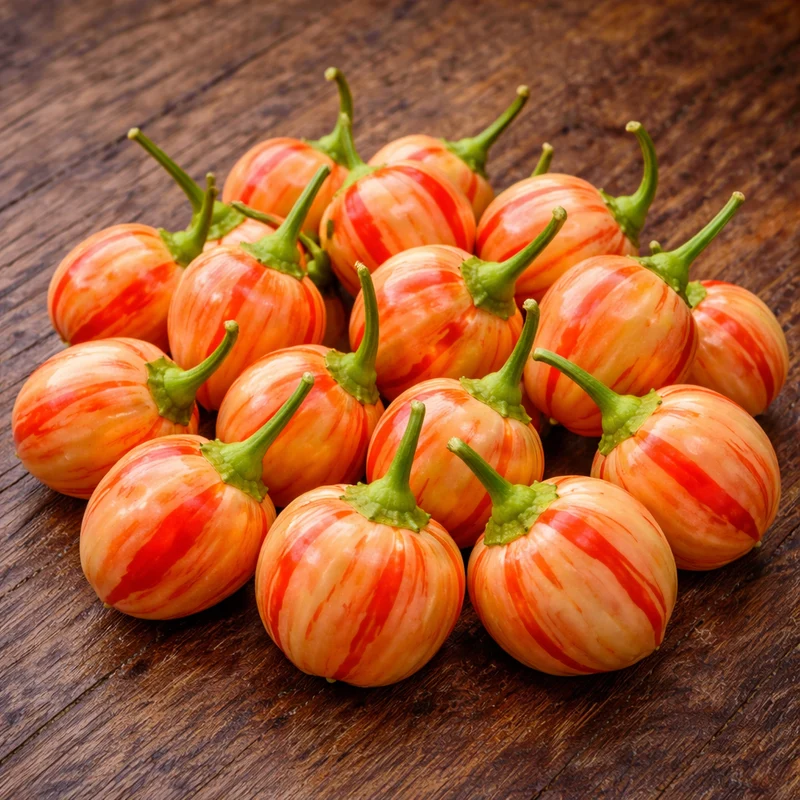 Piment fort ‘Peppapeach Striped’ ( Capsicum baccatum )