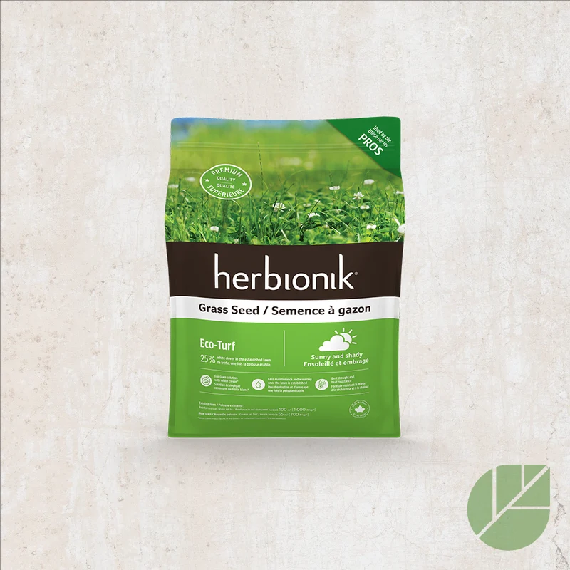 Semences à gazon EcoTurf avec trèfle blanc - Ensoleillé et Ombragé