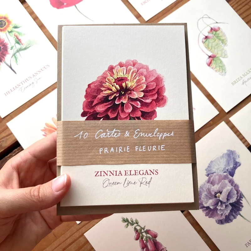 Collection "Fleurs" • 10 Cartes illustrées et Enveloppes