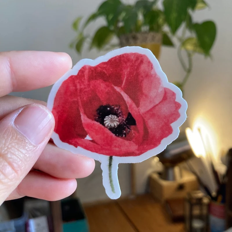 Sticker "Coquelicot" • Autocollant en vinyle transparent