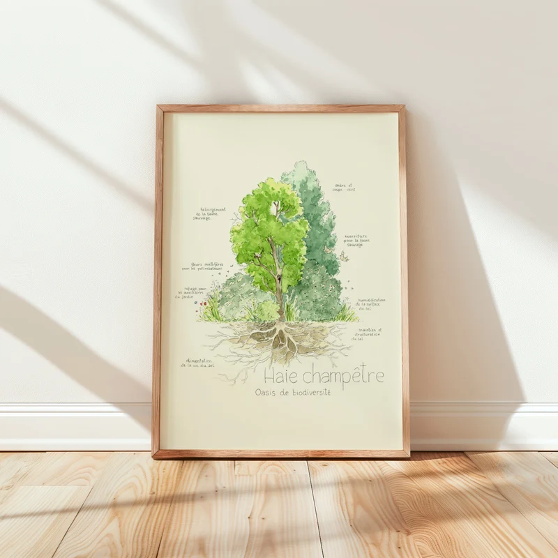 Affiche "Haie Champêtre" • Illustration aquarelle 30x40 cm