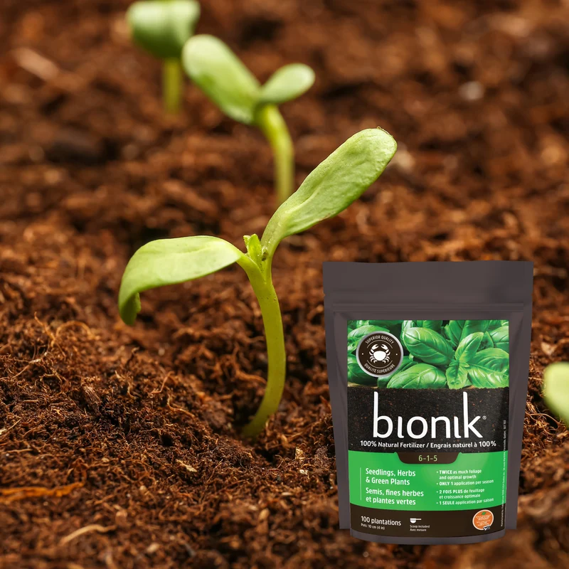 Engrais naturel à 100% pour semis, fines herbes et plantes vertes 6-1-5 Bionik