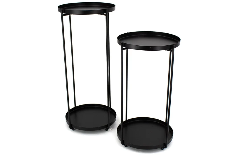 Table basse ronde en métal avec plateaux amovibles
