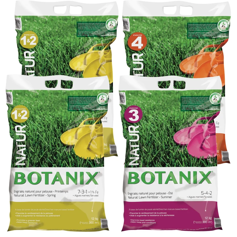 Programme d'engrais à pelouse Botanix NATUR - 4 étapes (Saison Complète)
