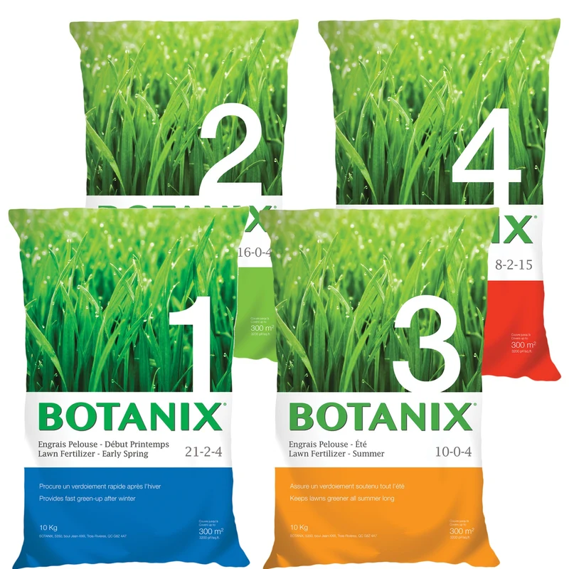 Programme d'entretien annuel Botanix - 4 étapes pour une pelouse parfaite
