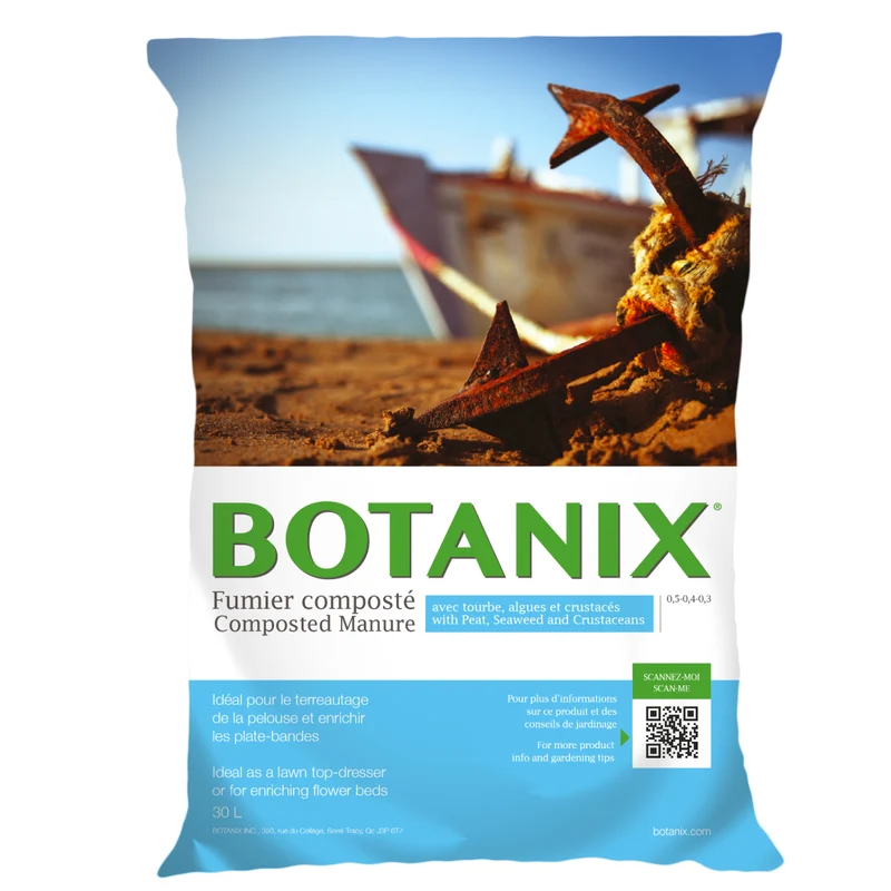 Fumier composté avec tourbe, algues et crustacés Botanix