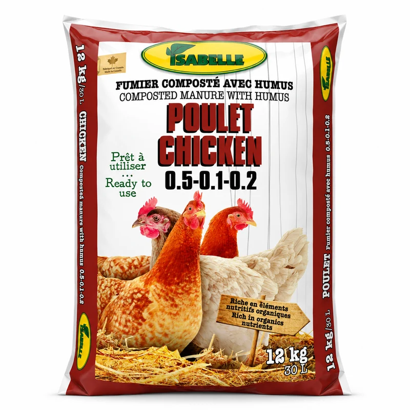 Fumier composté de poulet avec humus Isabelle – 30 L