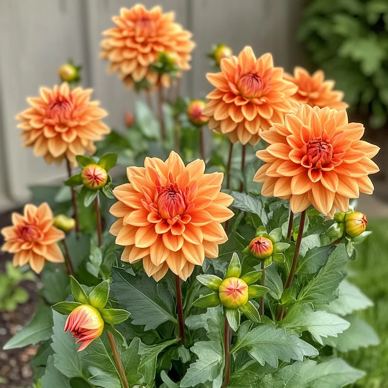Mixed Orange and Red Dahlia Flower Seeds