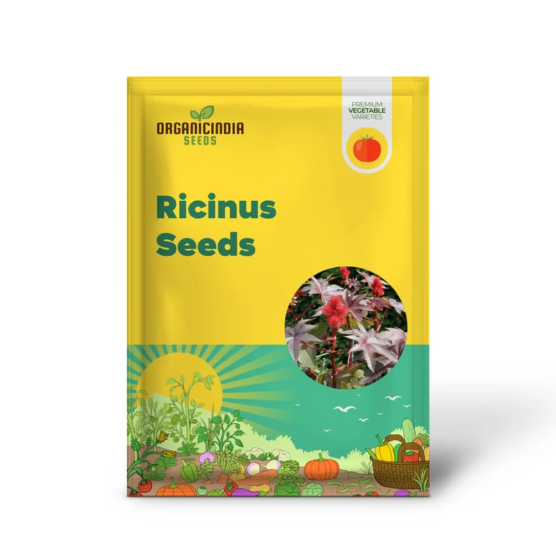 Organic Ricinus Seeds - Carmencita Bright Red, Gardening Enthusiasts | Heirloom Castor Bean Seeds for Lush Gardens and Sustainable Landscaping