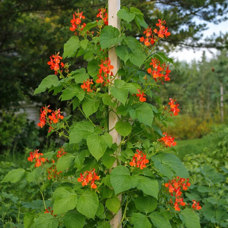 Haricot grimpant ‘Scarlet Runner’ ( Phaseolus coccineus )