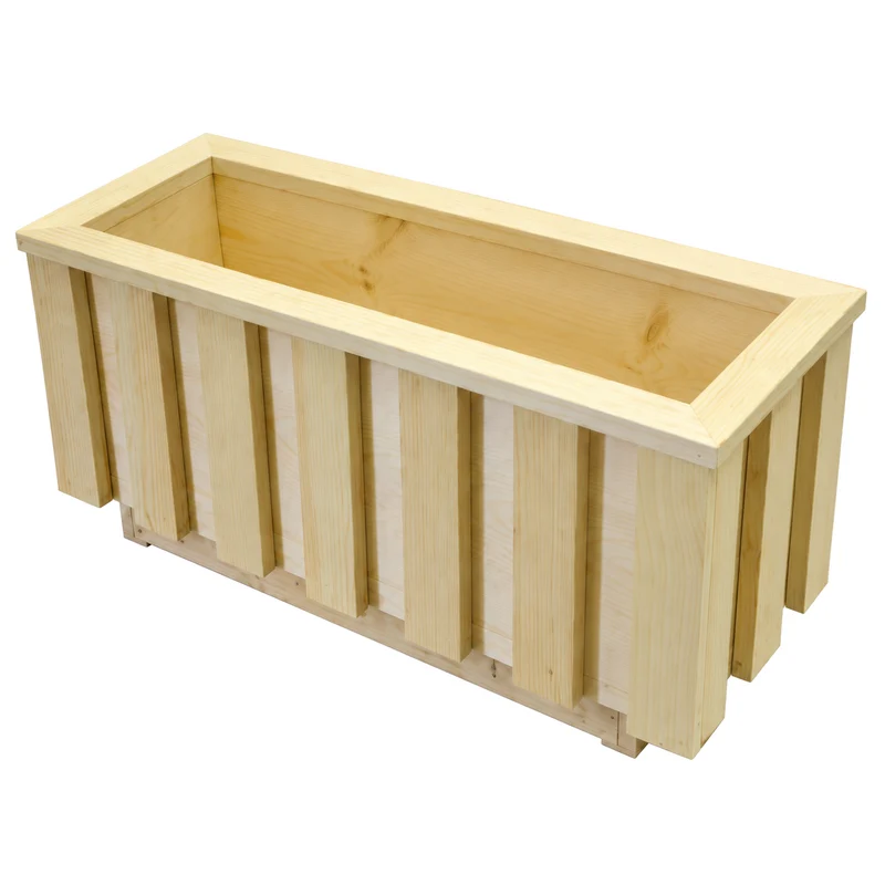 Boîte à fleurs en pin naturel – 12 × 30 × 15 po