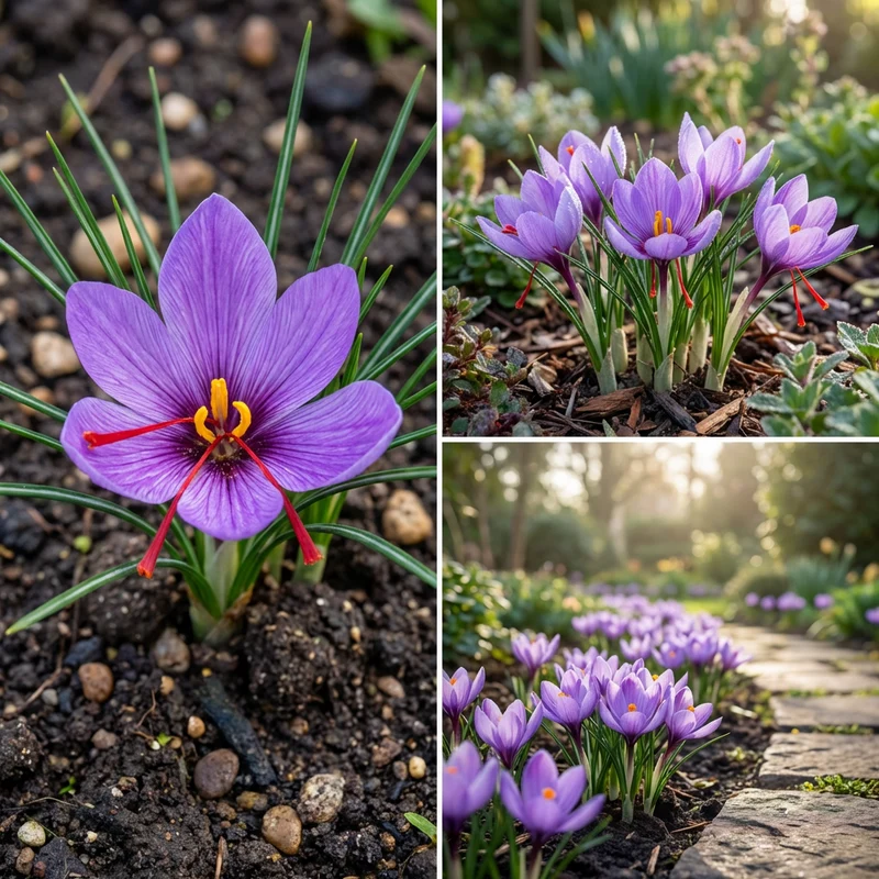 Crocus sativus Saffron Crocus Flower Seeds – Ornamental Purple Blooms for Garden Growing