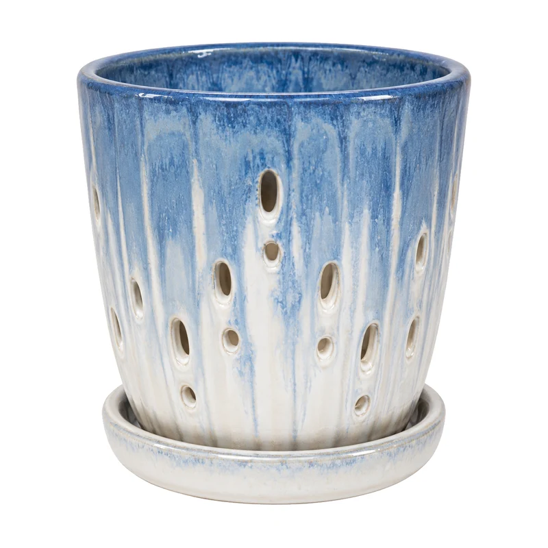 Pot ajouré en céramique émaillée – 19 × 21 cm