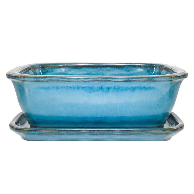 Pot à bonsaï en céramique avec soucoupe – 12 po